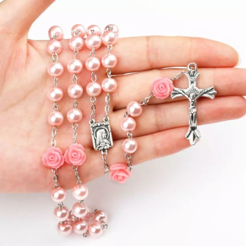 Pink Pearls & Roses Rosary